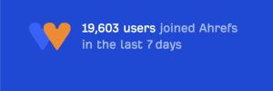 A banner showing how many users use Ahrefs.
