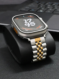Stainless steel watch displayed