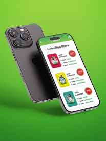 back and front of iphone on a green background image