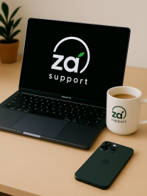 Mac Book with ZA Support Logo