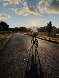 Cyclist riding in the countryside